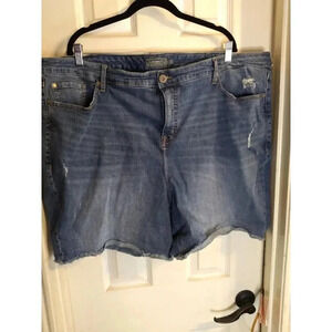 Torrid Cutoff Denim Shorts Blue Some Distressing Sz 28